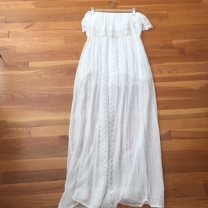 Beautiful white strapless maxi dress